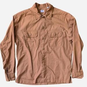 UNIQLO Men's Tan and Orange Shirt